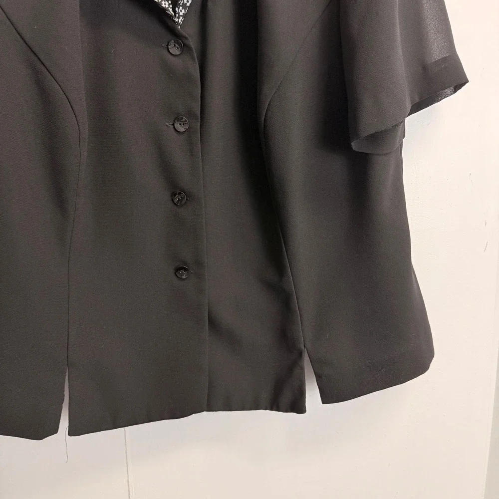 Danny & Nicole Womens 16W Skirt Suit Set Black White Patterned Ruffle Hem Jacket